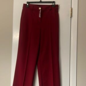 ANN TAYLOR SIZE 2 DEEP RED PANTS TROUSERS NWT NEW WIDE LEG CROPPED